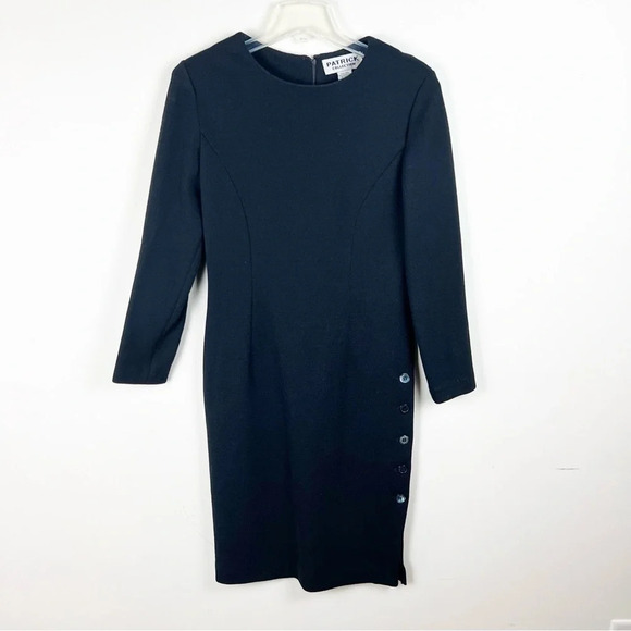 Vintage Knit Wool Black Dress Career Office Professional Small Chic Classic - Picture 2 of 13